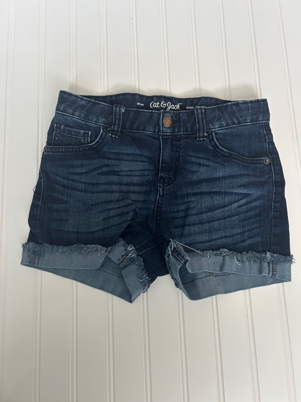 Cat & Jack Dark Blue Frayed Cuff Denim Shorts